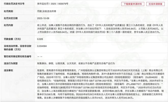 无印良品回应被套复检后仍不合格：与面料的特殊结构相关